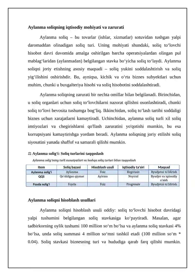 Aylanma soliqning mohiyati va hisoblash usullari 4