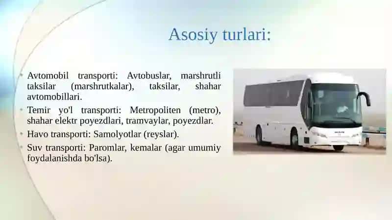 Umumfoydalanish yo‘lovchilar tashish transporti 4