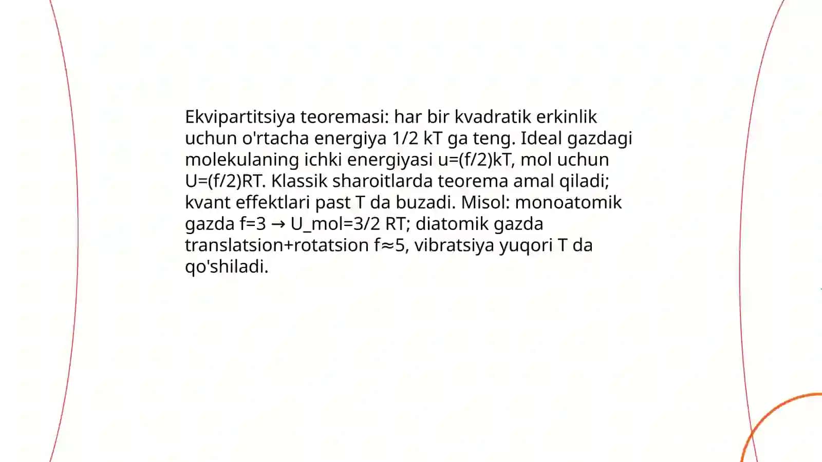 Erkinlik darajasi bo‘yicha energiya taqsimoti 4