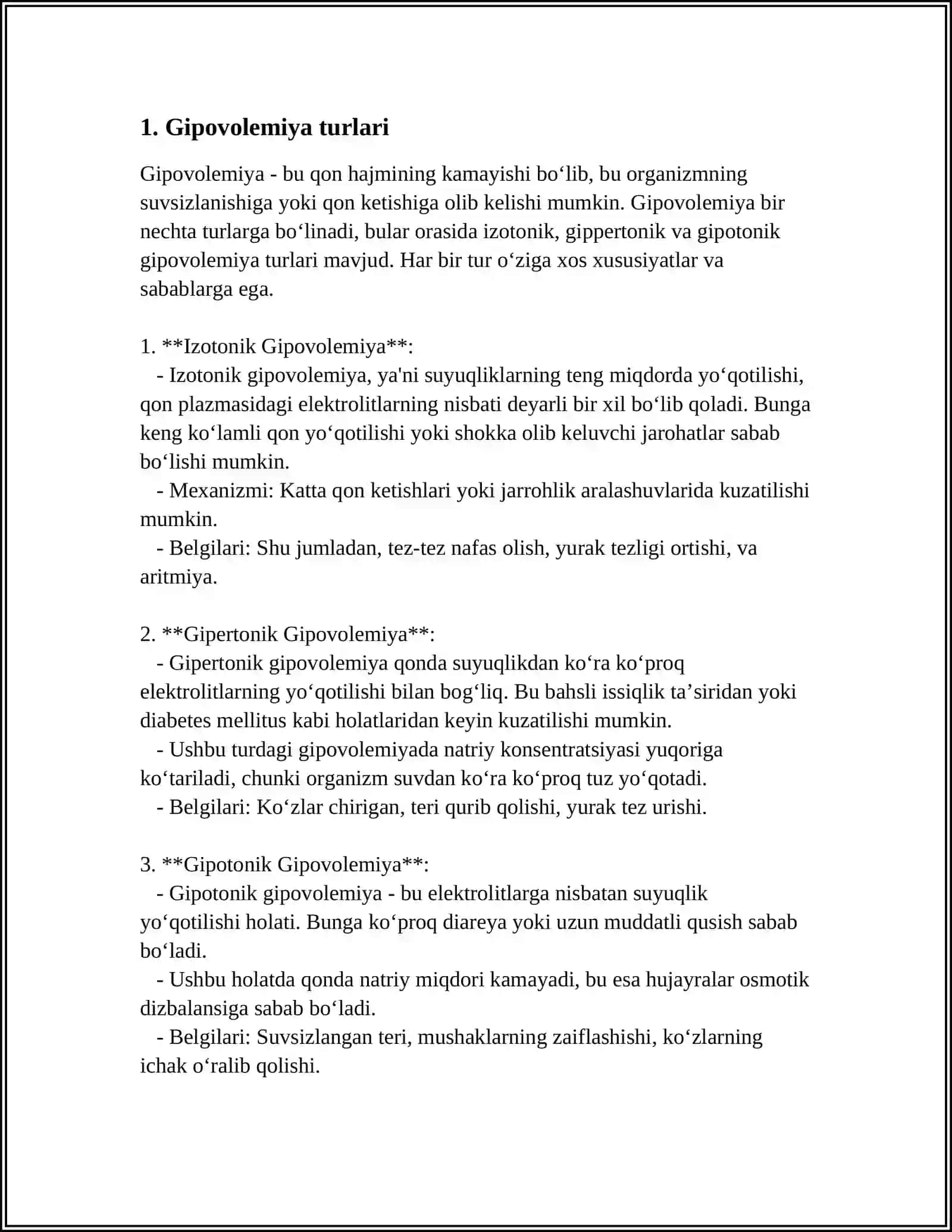 GIPOVOLEMIYALARDA QON AYLANISHINING ÓZGARISHLARI 4