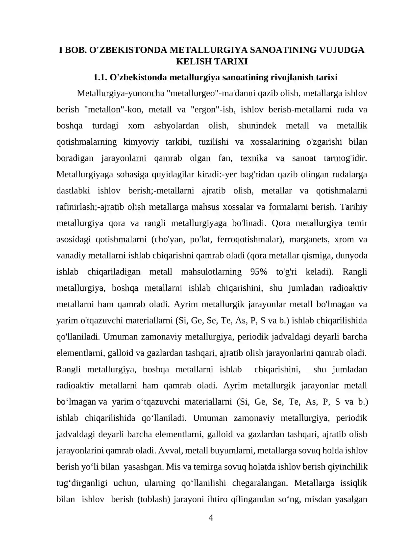 O'zbekiston Respublikasida metallurgiya sanoatining rivojlanish tarixi va istiqbollari 4