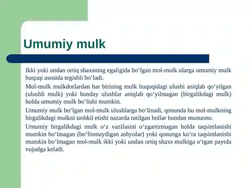 Umumiy mulk huquqi 4