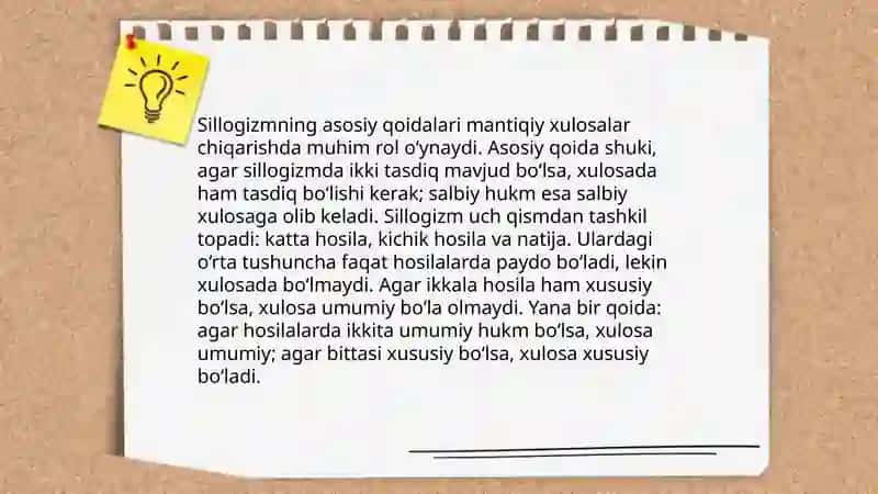 Sillogizmning umumiy qoidalari. Bahs yuritish san'ati 4