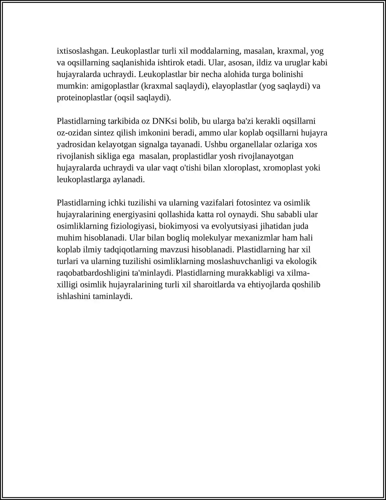 PLASTIDALARNING TUZILISHI, TIPLARI VA VAZIFAKARI 4