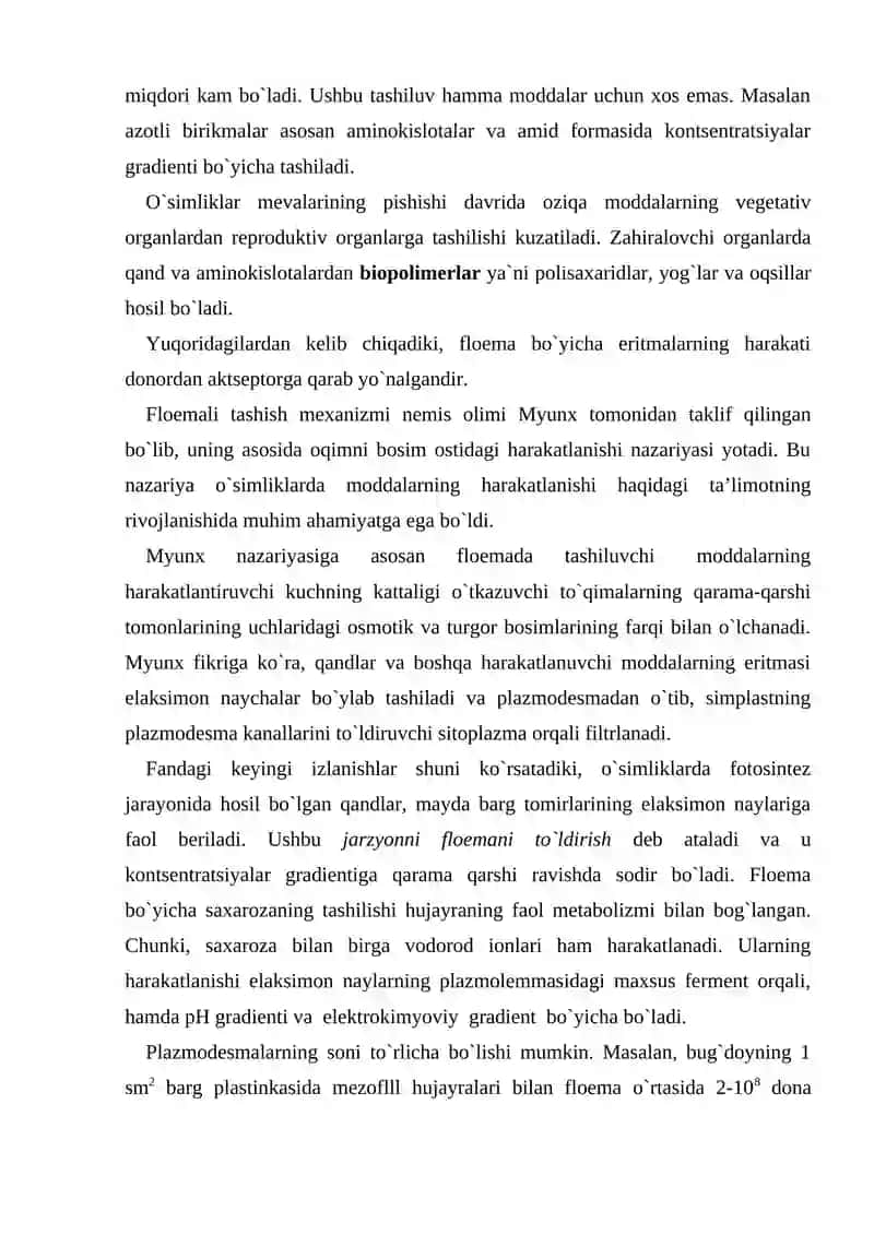 O`simliklarda moddalarning uzoqqa tashiluvi 4