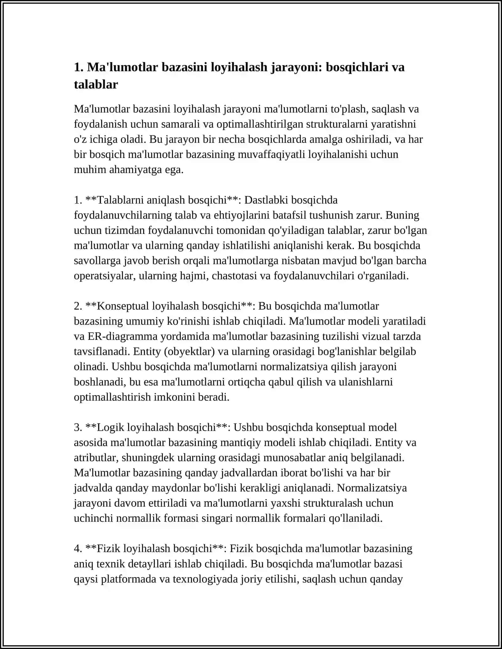 MALUMOTLAR BAZASINI LOYXALASH 4