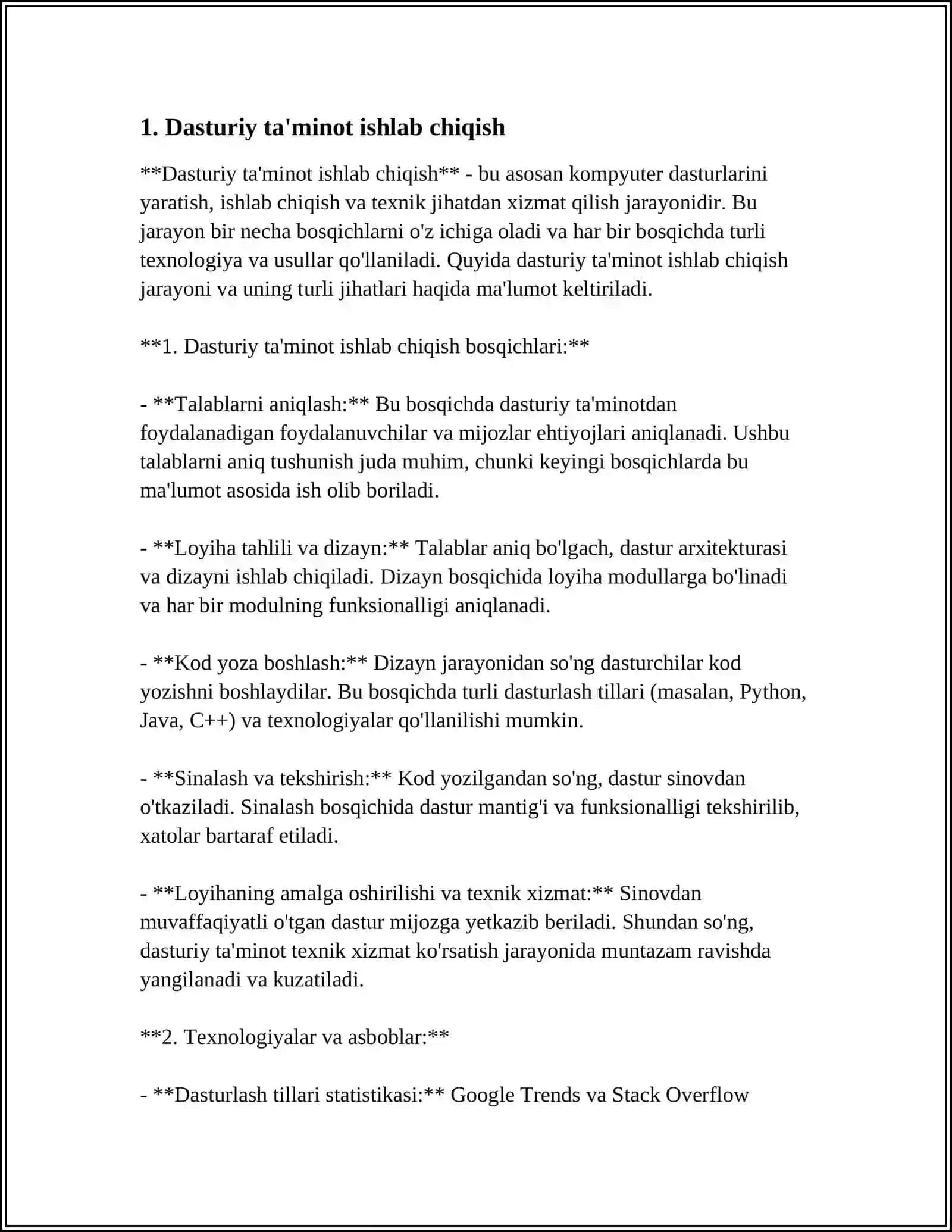 Dasturiy ta'minot ishlab chiqish 4
