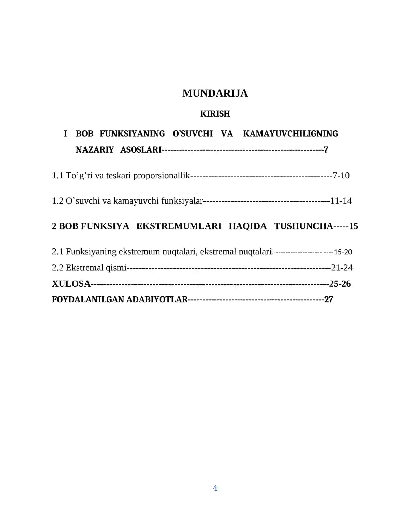 FUNKSIYA O’SUVCHILIGI VA KAMAYUVCHILIGI 4