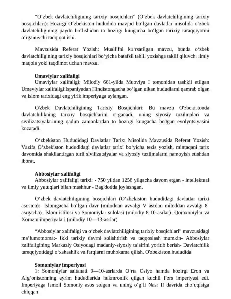 O'Zbek Davlatchiligining Tarixiy Bosqichlari 4