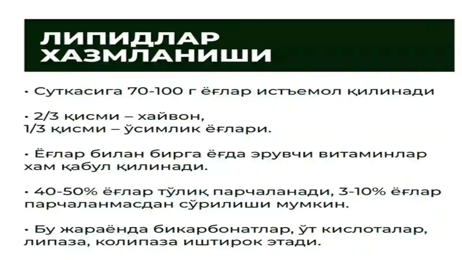 Lipidlarning hazmlanishi 4