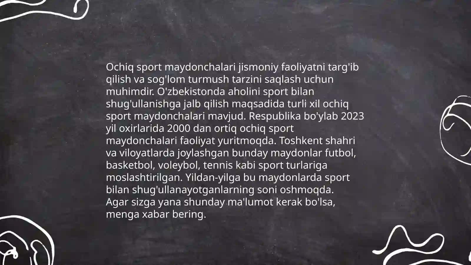 Sport inshootlarining turlari, shakli, òlchamlari 4