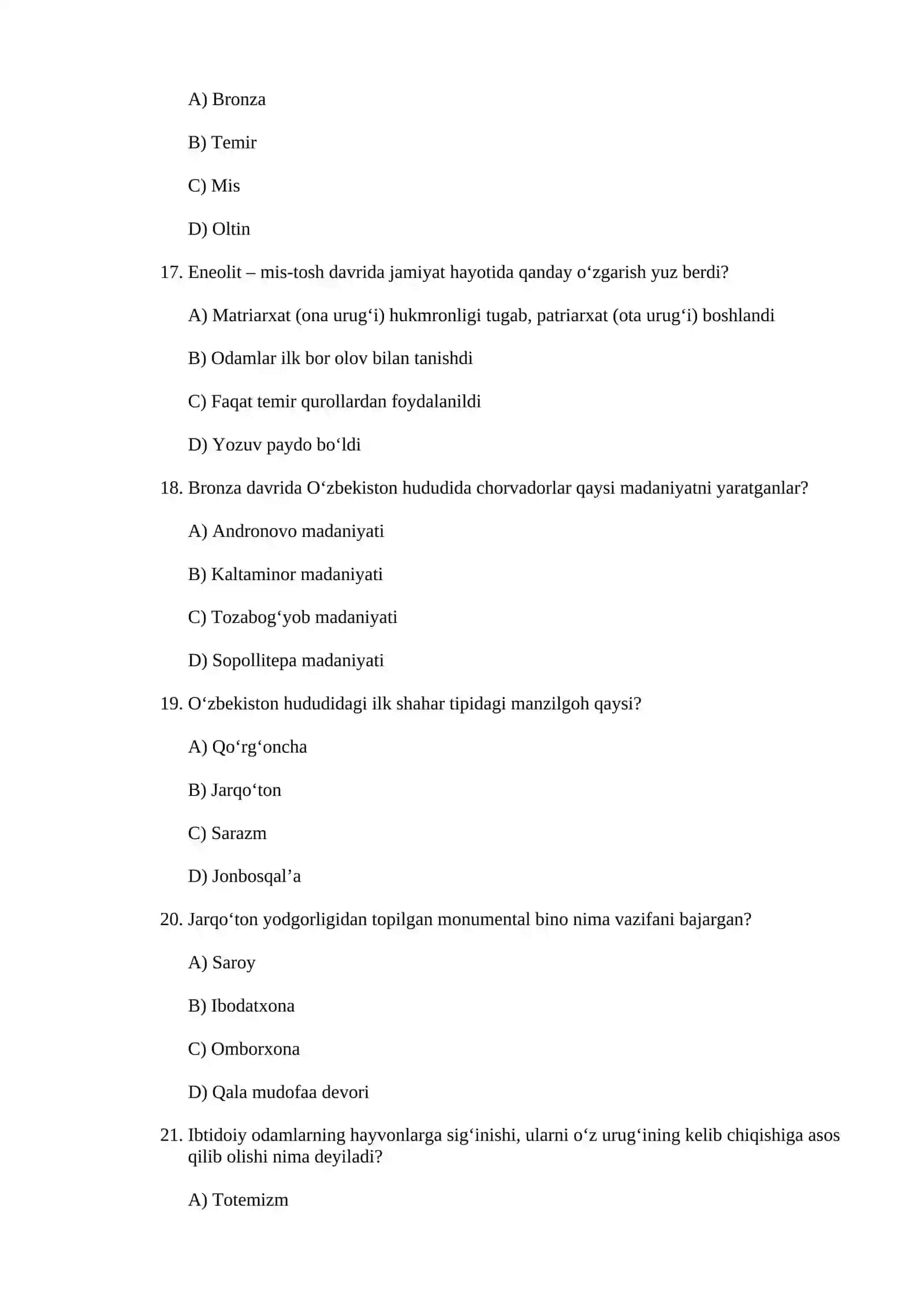 6-sinf Tarix fanidan DTMga tushadigan test kitobcha 4