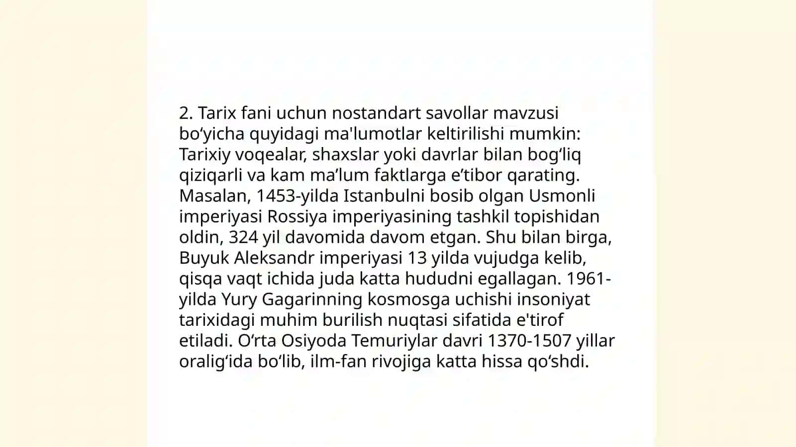 Nostandart testlar tuzish 4