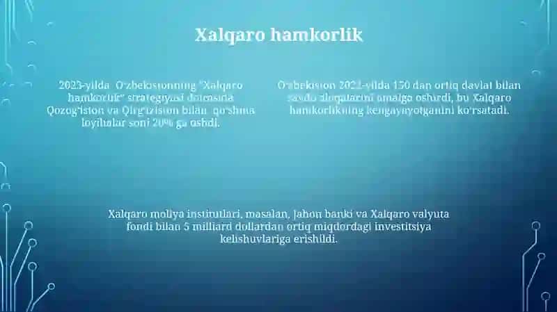 O'zbekiston johon iqtisodiyotni o'rni 4