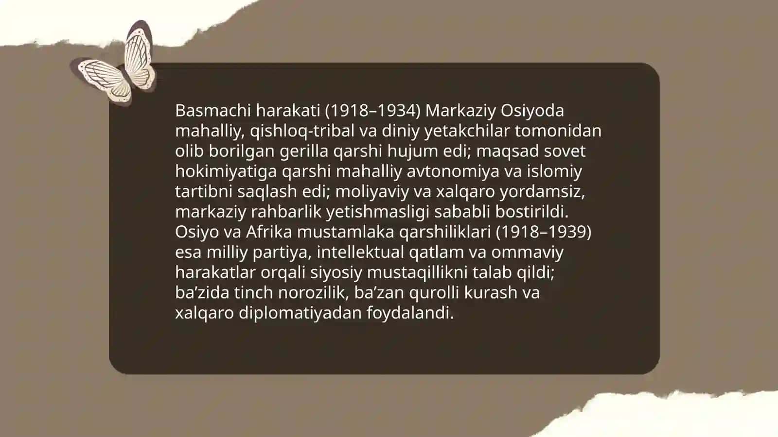 Jaxon urushlari orasidagi siyosiy hayot 1 va 2 Jaxon urushi oraligʻida. Oʻzbekiston va dunyo tarixida sodir boʻlgan siyosiy jarayonlar ni oʻzaro taqqoslang 4