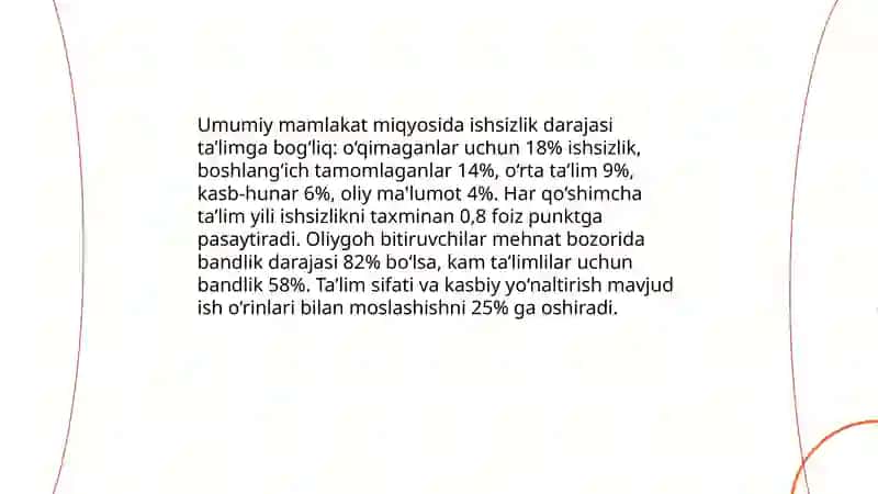 Ta’lim darajasining ish bilan ta’minlanishga ta’sirini baholash 4
