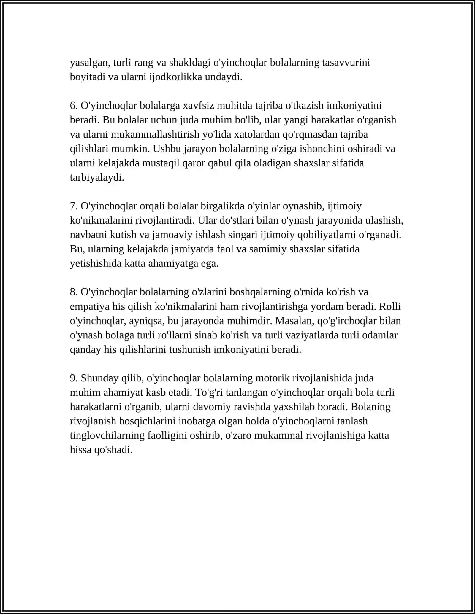 BOLA TARBIYASI DA O'YINCHOQNING O'RNI 4