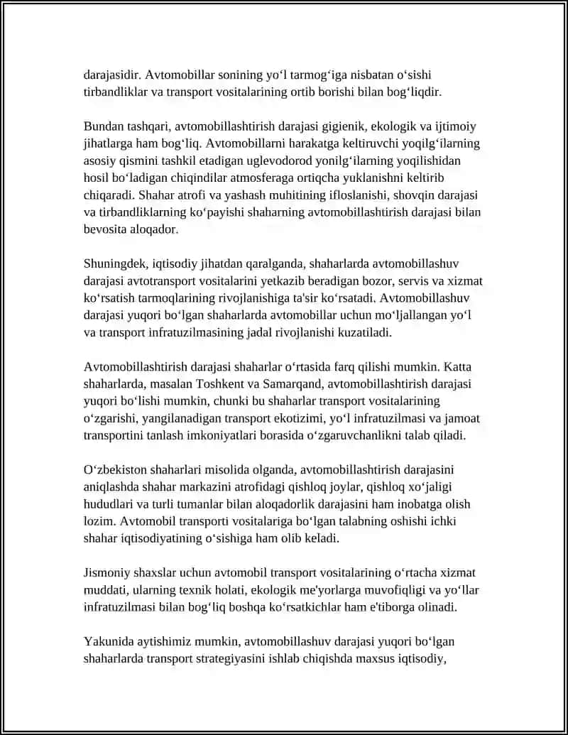 SHAHARNING AVTOMOBILLASHTIRISH DARAJASI 4