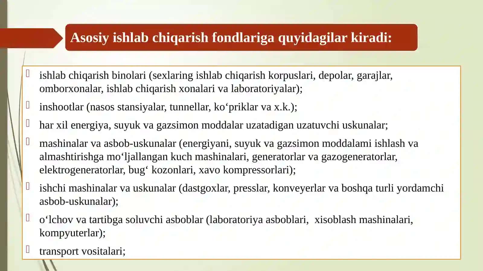KORXONANING ASOSIY FONDLARI 4