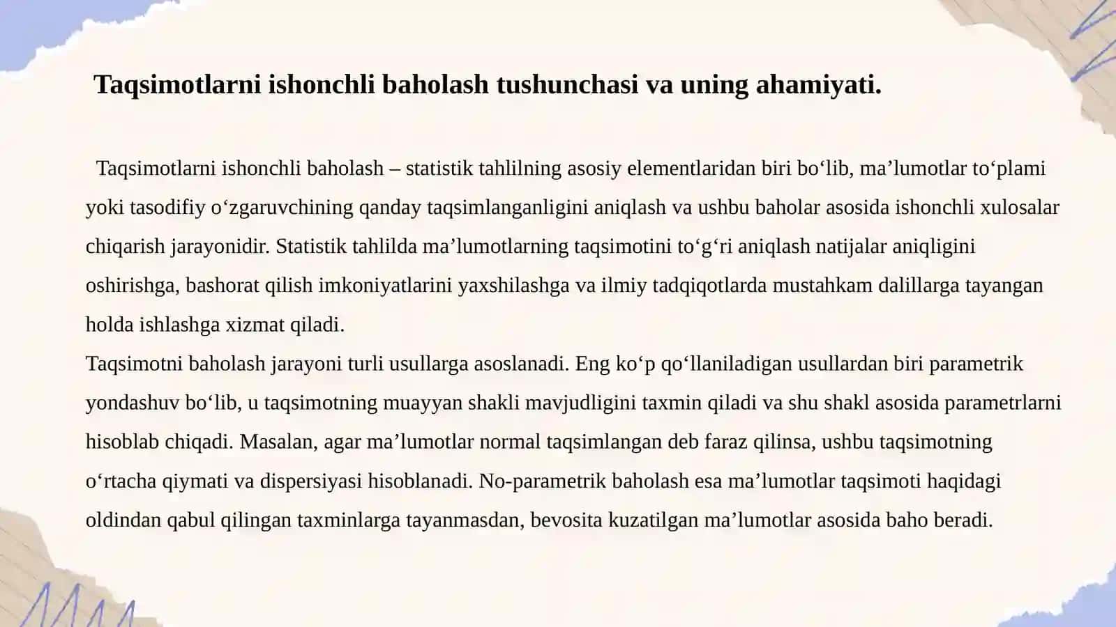 Taqsimotlarni Ishonchli Baholash 4