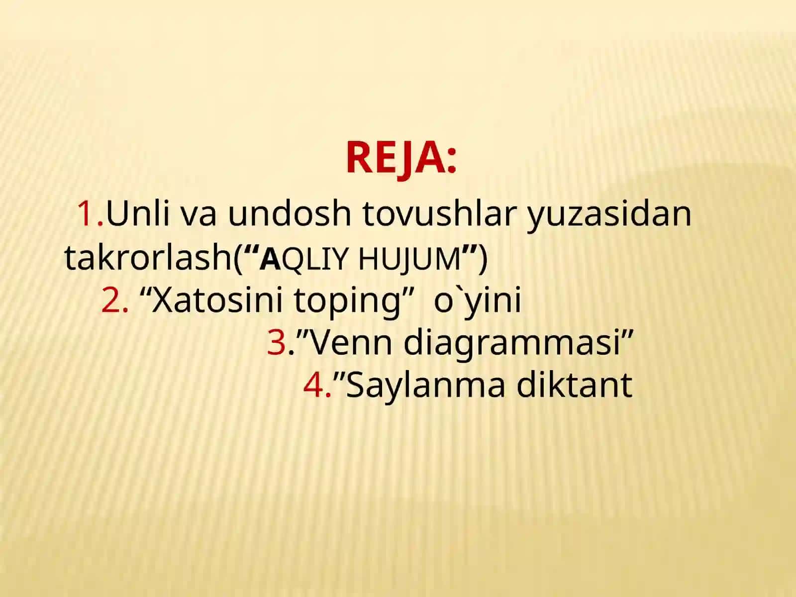 Mustahkamlash darsi 4