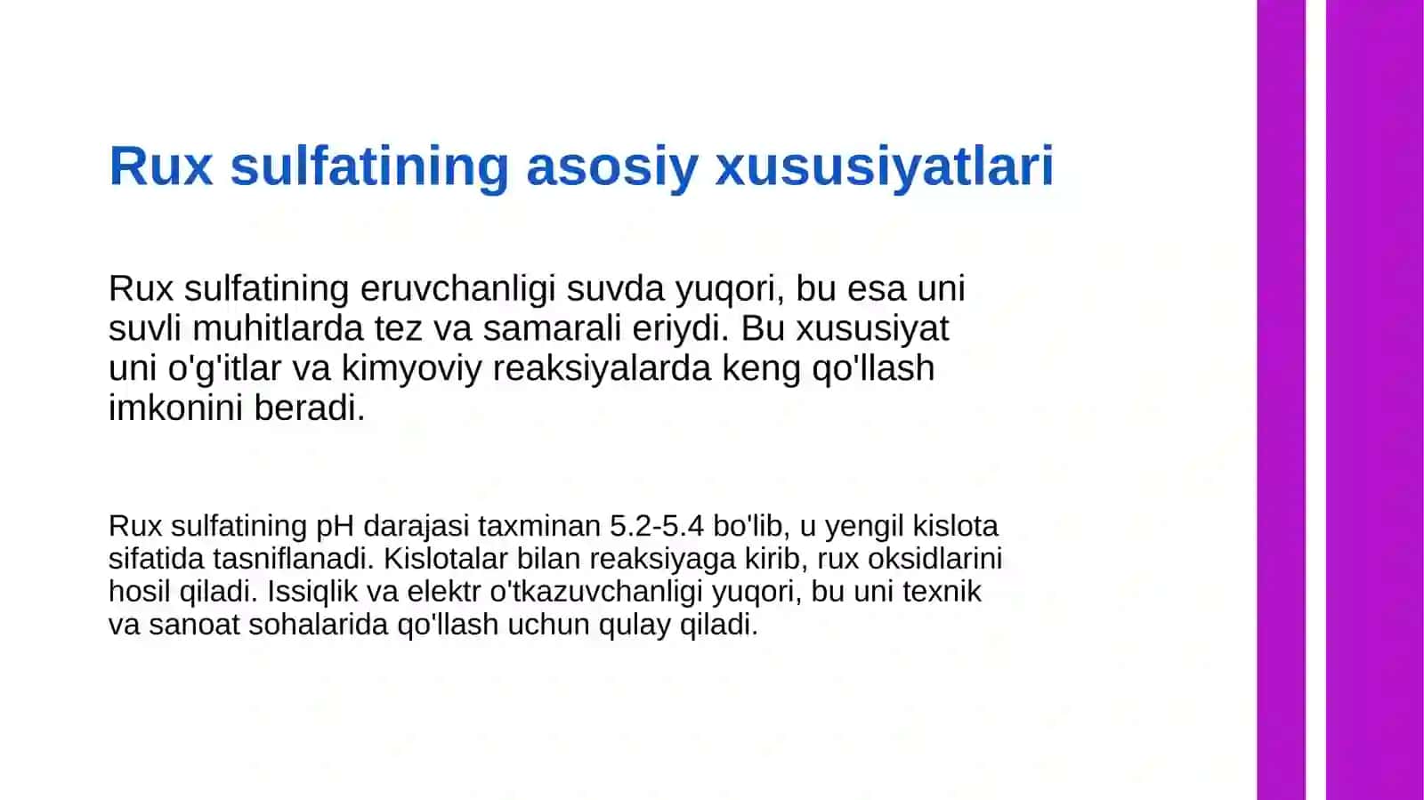 Rux  sulfat  tuzini  olinishi  va  xossalari 4