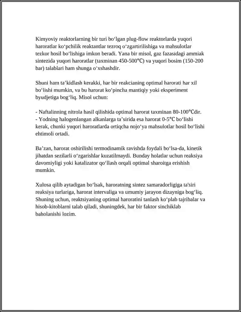 ORGANIK BIRIKMALARNING SINTEZINI OPTIMAL SHAROITINI TANLASH 4