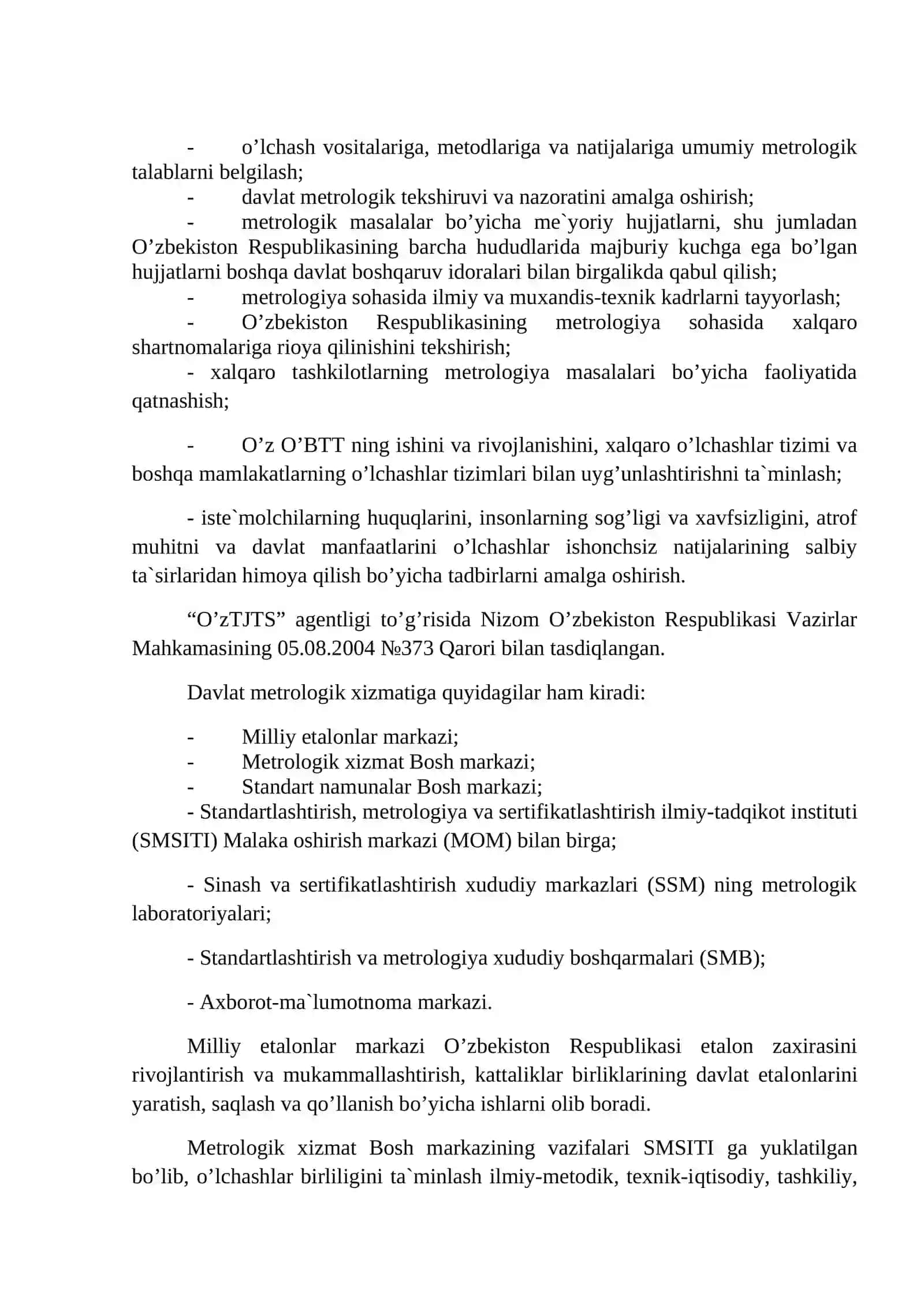O’zbekiston Respublikasi metrologik xizmat va ta’minot 4