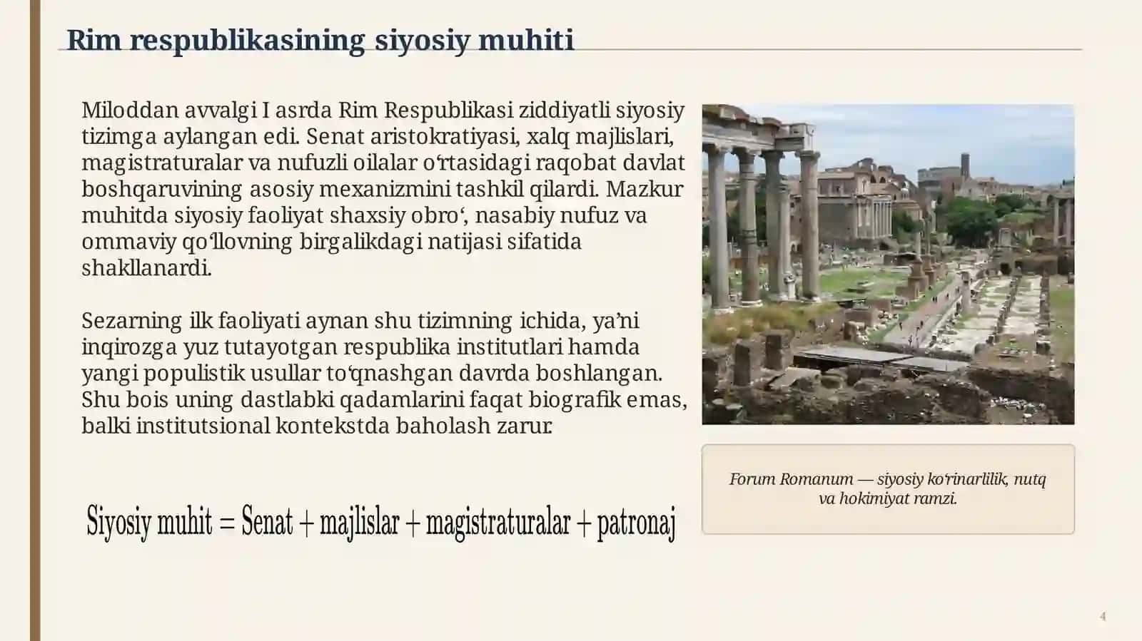 Yuliy Sezar siyosiy faoliyatining boshlanishi 4