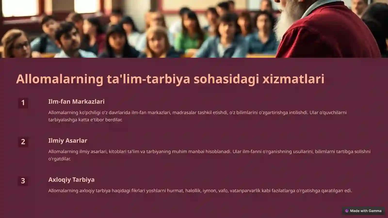 Yuksak ma'naviyatli yoshlarni tarbiyalashda O'rta Osiyo allomalari ilmiy me'rosining o'rni 4