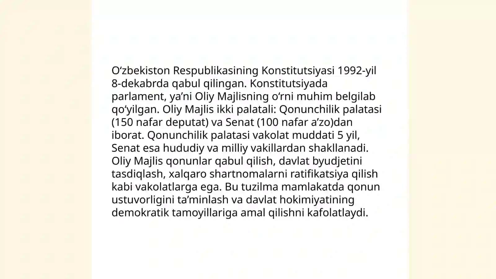 O‘zbekistonda Parlament institutining shakllanishi va rivojlanishi 4