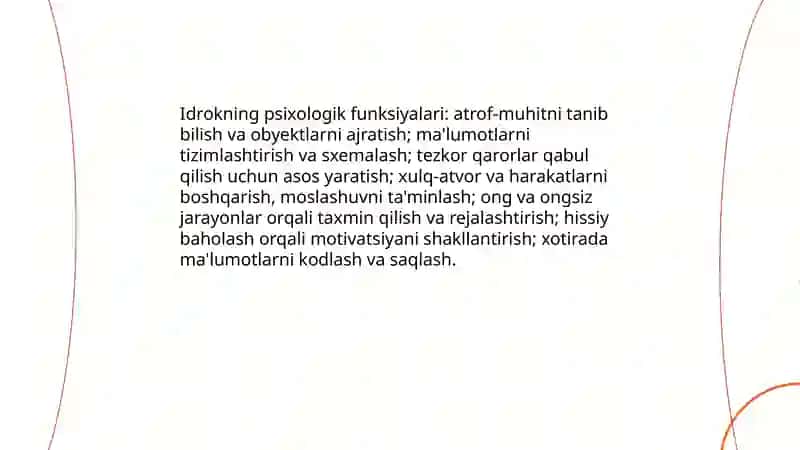 Idrok haqida tushuncha Xo'janova Umida 4