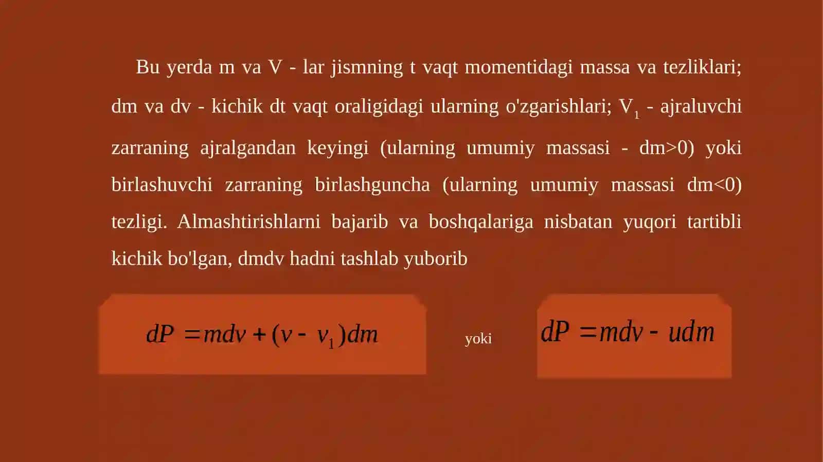 o'zgaruvchan massali jism 4