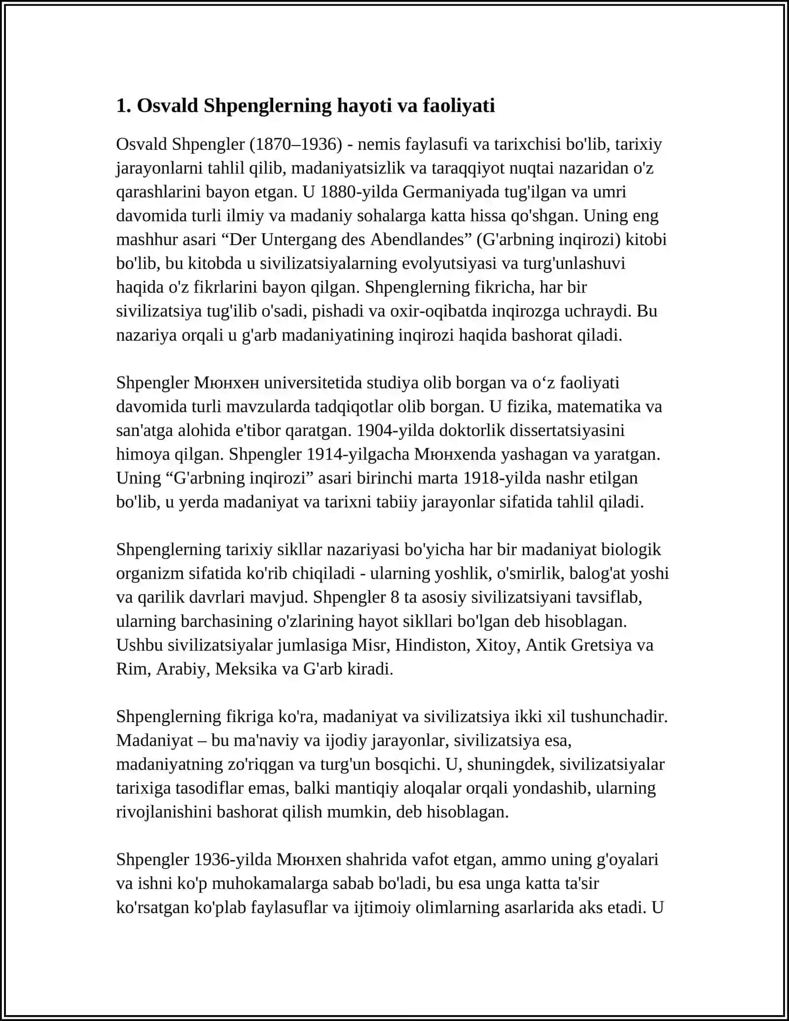 OSVALD SHPENGLERNING “YEVROPA QUYOSHINING SUNISHI” ASARI 4