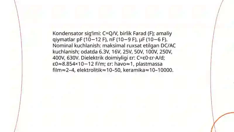 Elektr sig'imi "Kondensatorlar" 4