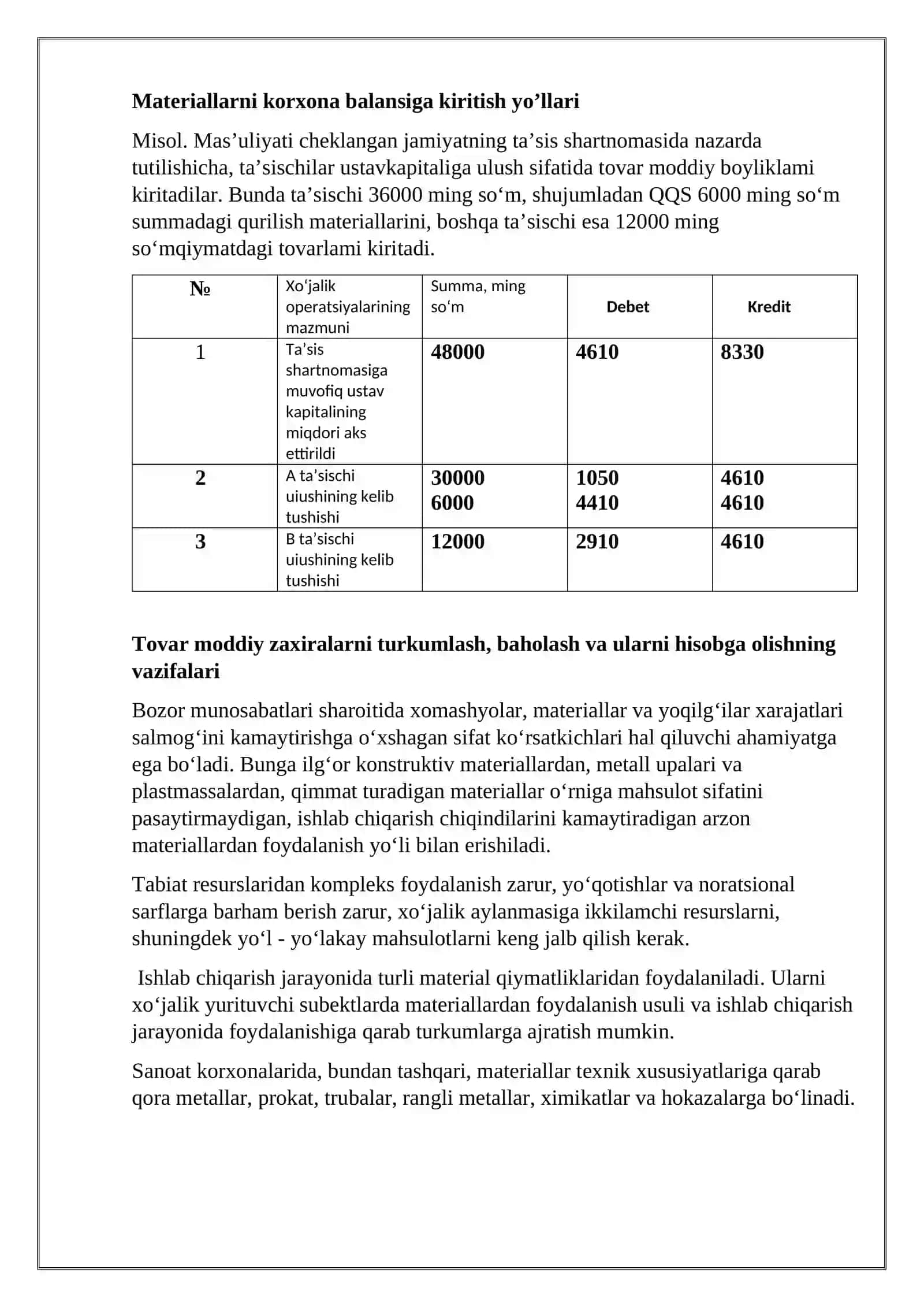 Materiallarni hisobga olish 4