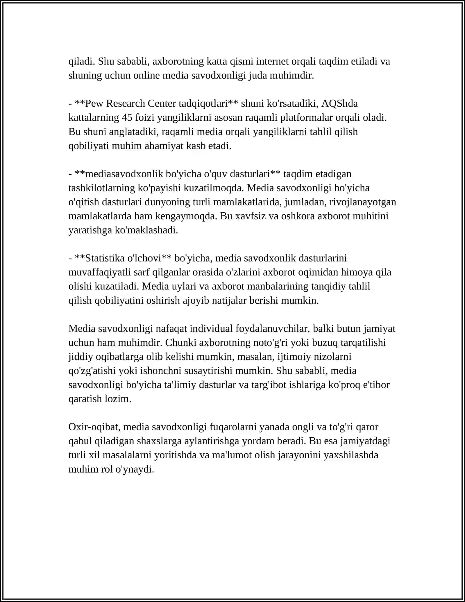 MEDIA VA AXBOROT SAVODXONLIGI TUSHUNCHASI VA UNING AHAMIYATI 4