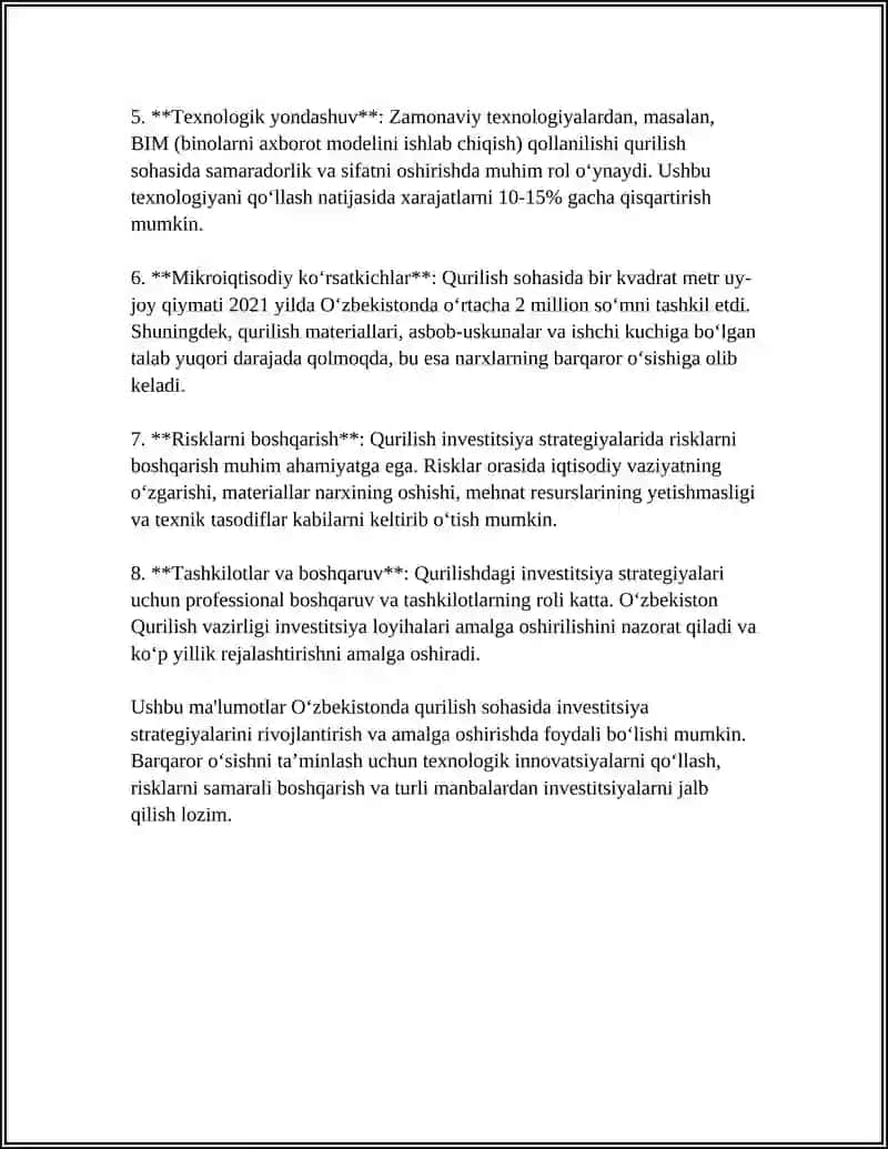 QURILISHDA INVESTITSION JARAYONLAR 4