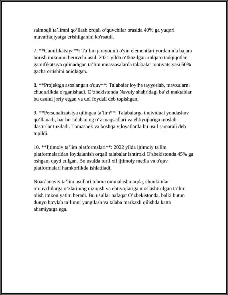 NOSTANDART DARSNING OʻZIGA XOS XUSUSIYATLARI 4