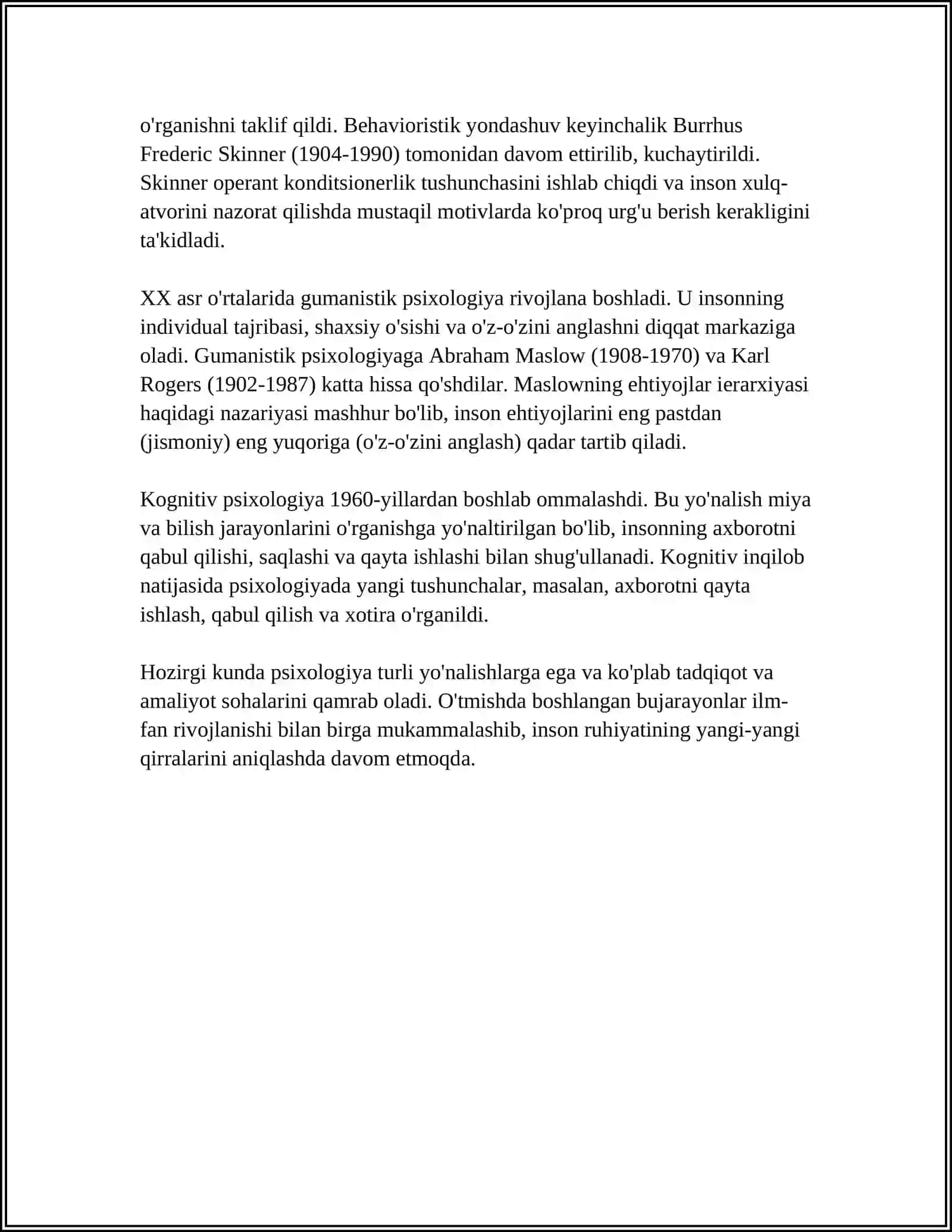UMUMIY PSIXALOGIYA MUSTAQIL ISH TAYORLASH 4