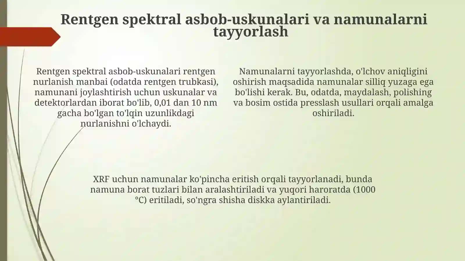 Rentgentspektral usullar. lyuminestsent tahlil 4