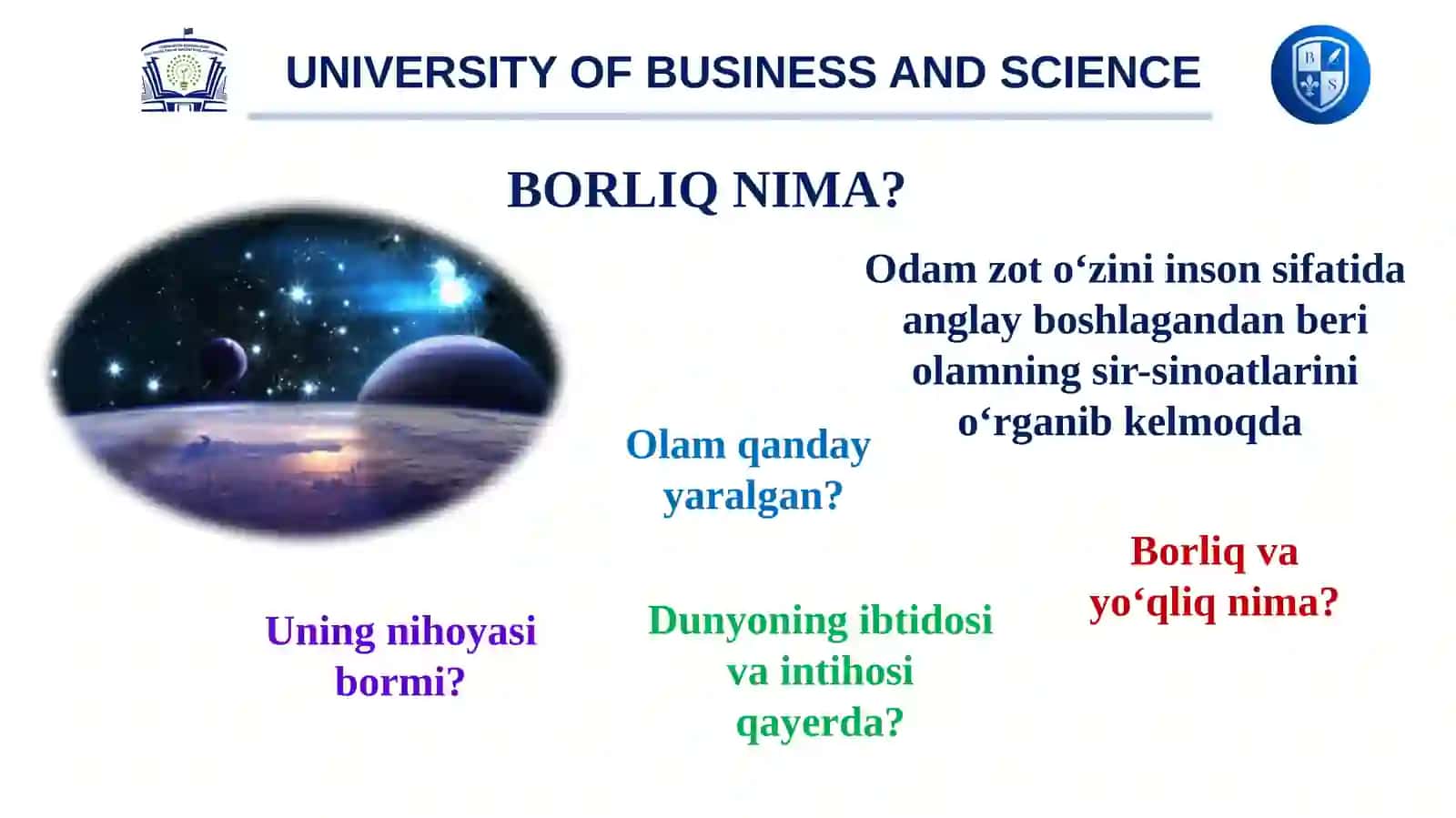 Tabiat va borliq falsafasi (ontologiya) 4