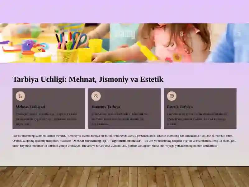 Oʻquvchilarning Mehnati: Jismoniy va Estetik Tarbiya Asoslari 4