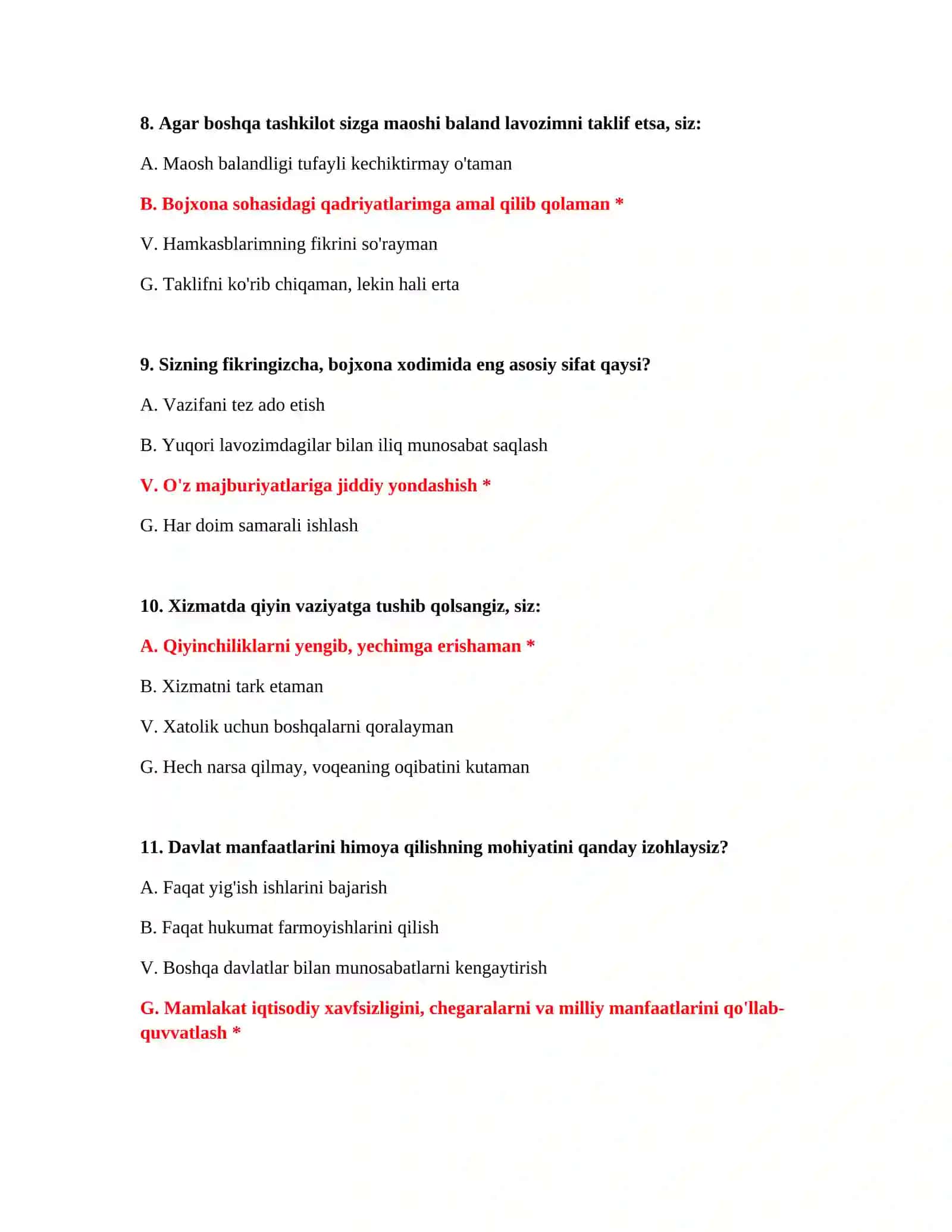 Bojxona testlari bepul 4