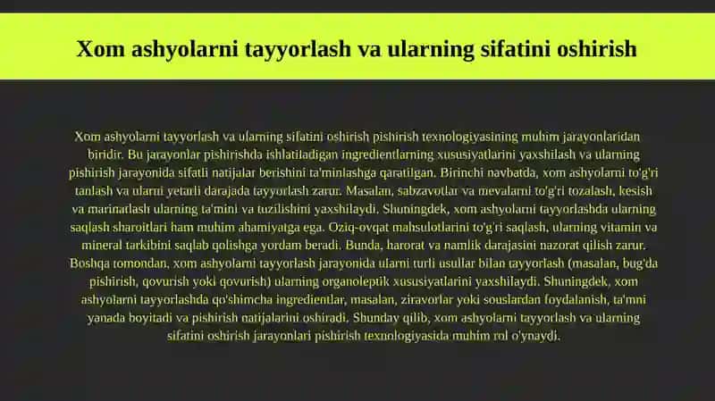Donli xom ashyolarni pishirish texnologiyasi 4