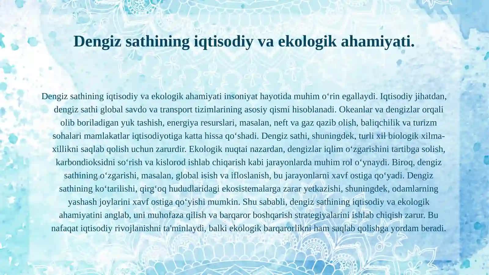 Dengiz sathining eng potensial yuzasi. 4