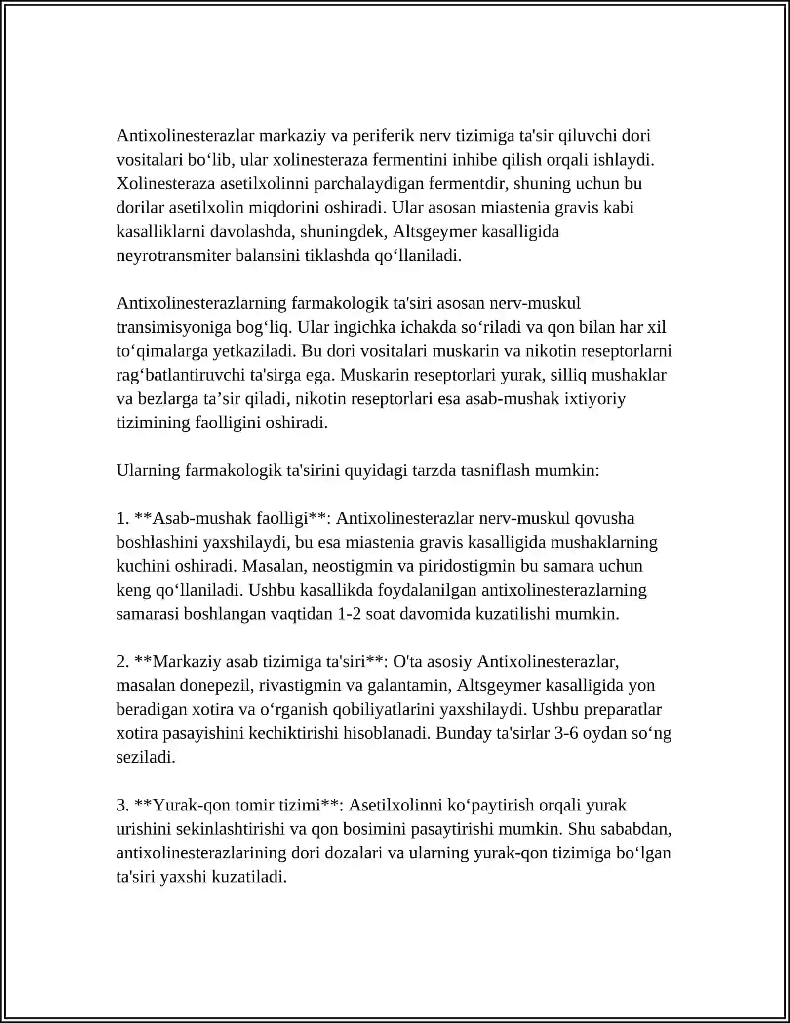 ANTIXOLINESTEROZ MODDALAR 4