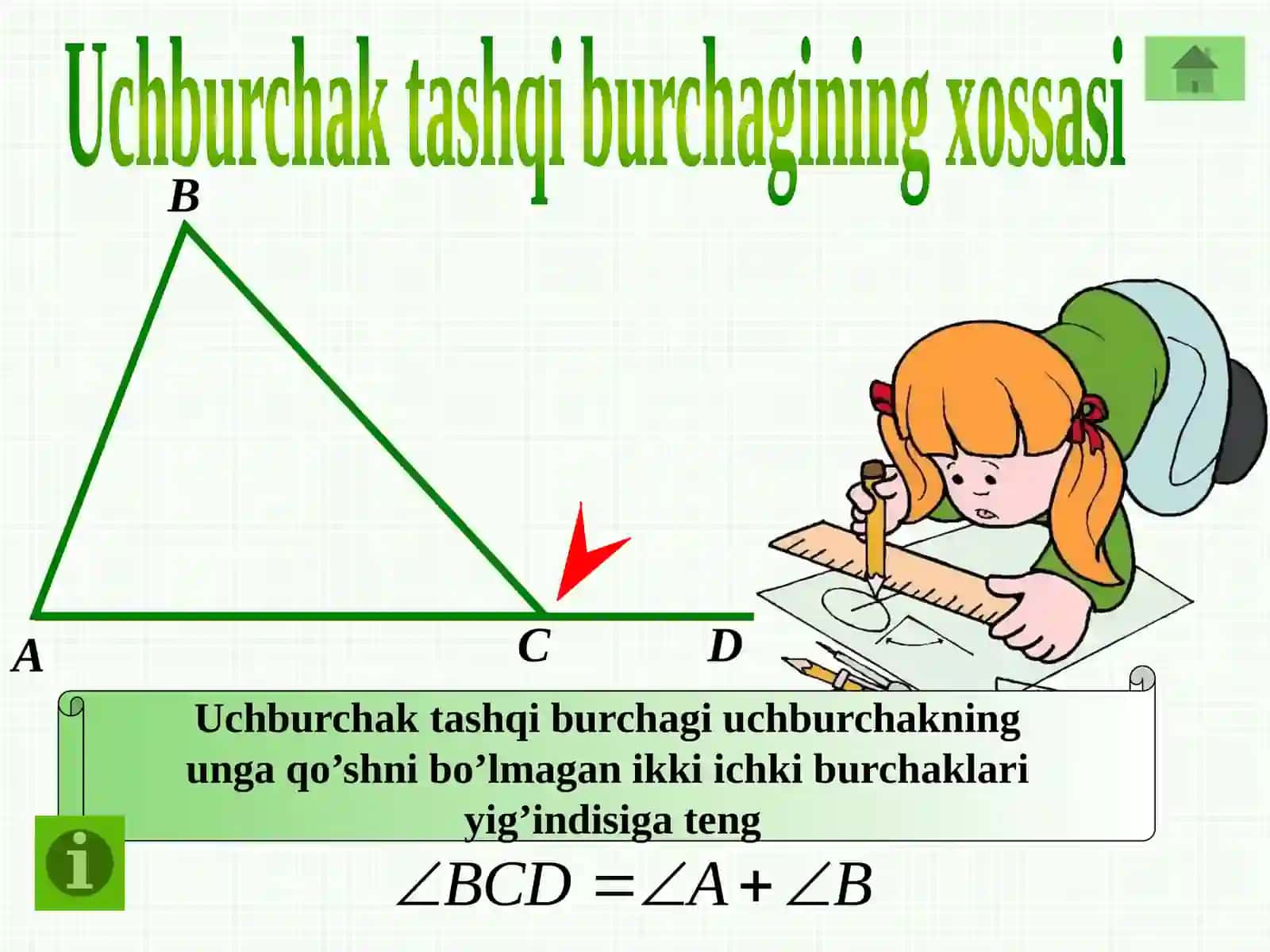 Uchburchaklar ichki burchaklari haqida teoremaga doir misollar 4