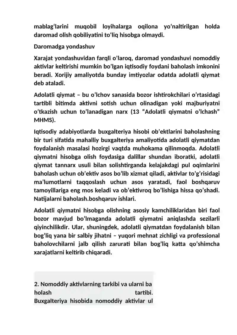 Nomoddiy aktivlarni baholash 4