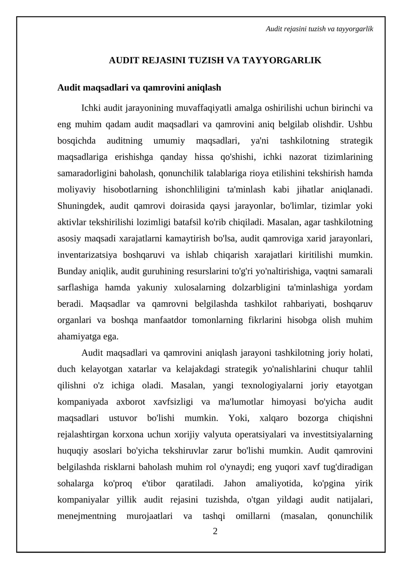 Ichki auditni o'tkazish bosqichlari 4